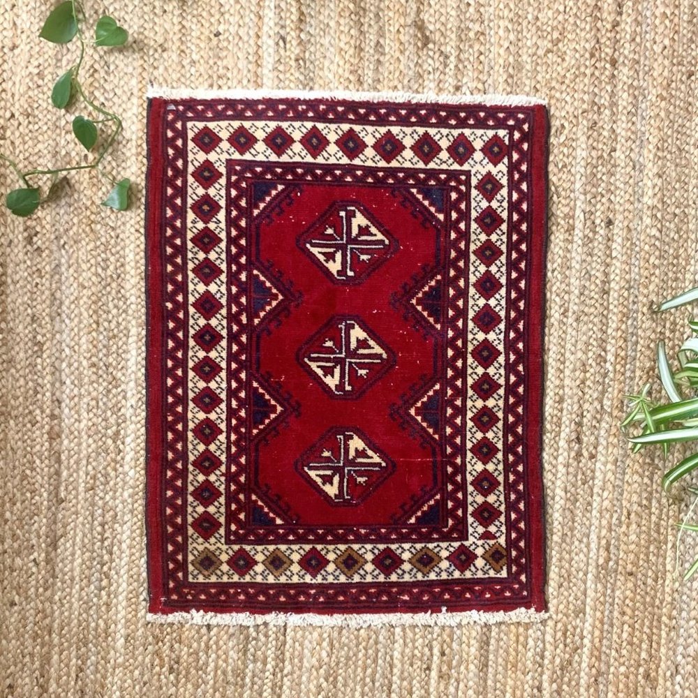 Vintage Wool Boho Turkish Mini 2x3 Rug